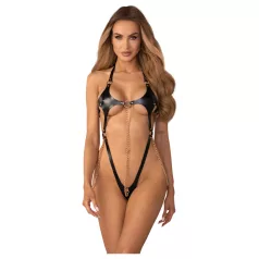   Obsessive Anyya - body met bandjes en kettingen in leerlook (zwart)