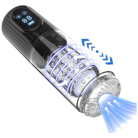 Men's Play - roterende, zuigende, vibrerende masturbator (zwart)