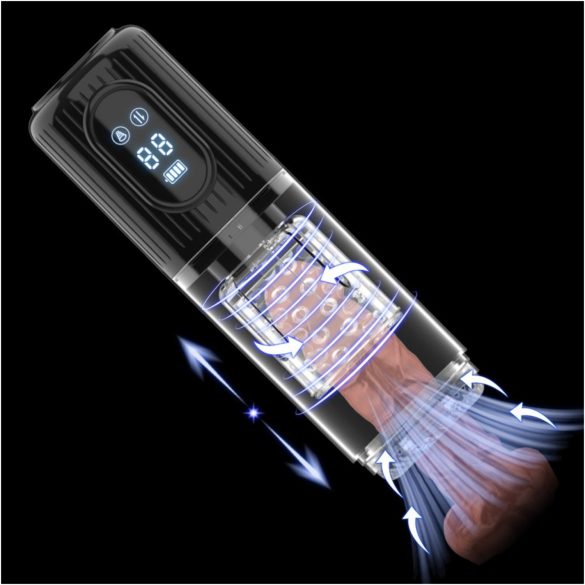 Men's Play - roterende, zuigende, vibrerende masturbator (zwart)