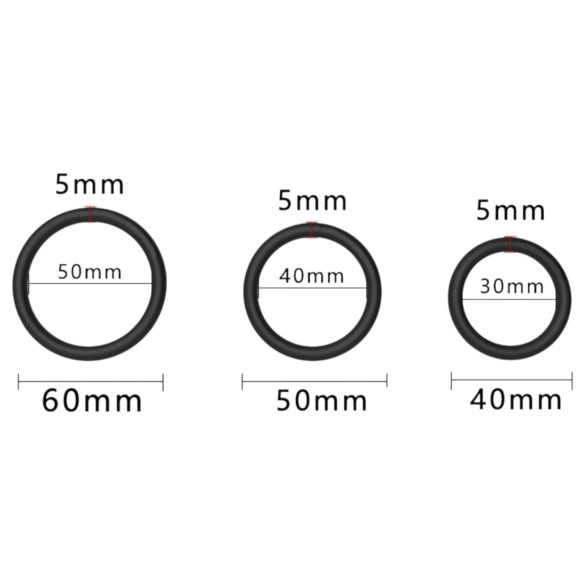 Men's Play - penisring set - zwart - 3 stuks