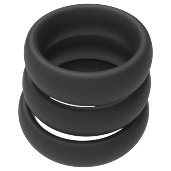 Erospace Men's Play - zwarte dikke penisringen set (3 stuks)