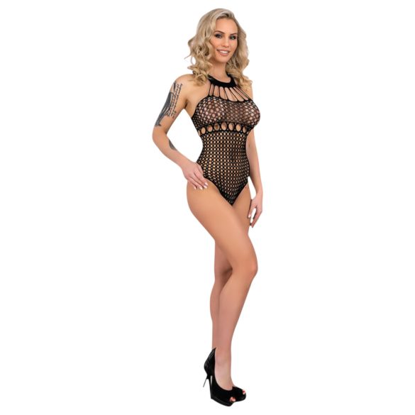 Livco Orvina - stippel halter nek mesh body - (zwart) - S-L