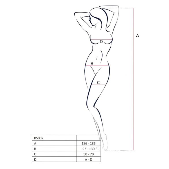 Passion BS007 - bodystocking - netpatroon - wit - S-L