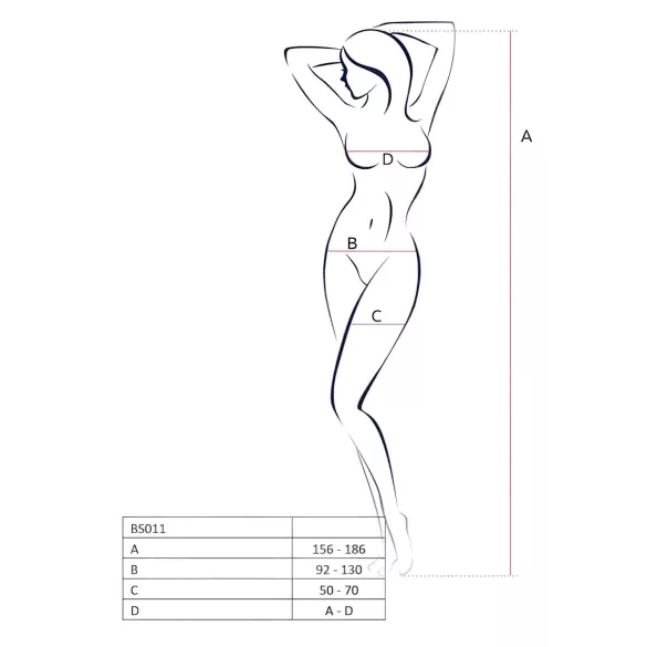 Passion BS011 - lingerie set - netstof met print - zwart - S-L