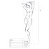 Passion BS014 - Opengewerkt Net Catsuit met Korset (Wit) - S-L