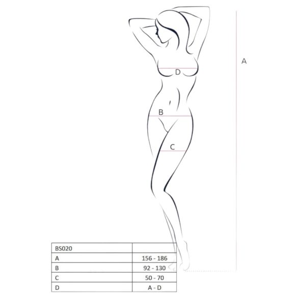 Passion BS020 - open catsuit met versiering - zwart - S-L