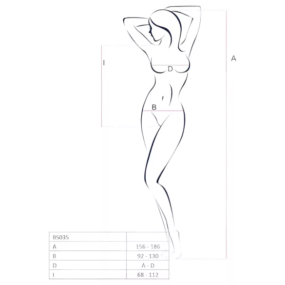 Passion BS035 - open neglige body met bandjes - wit - S-L