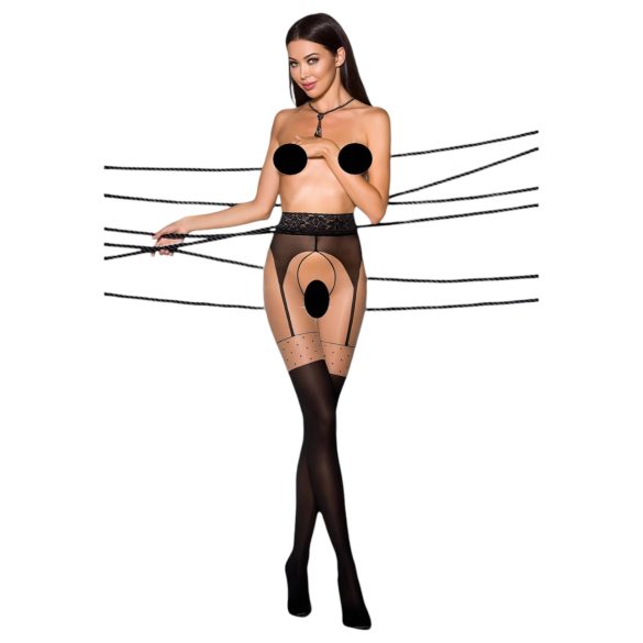 Passion Ti Open 003 - hold-up panty - open kruis - zwart