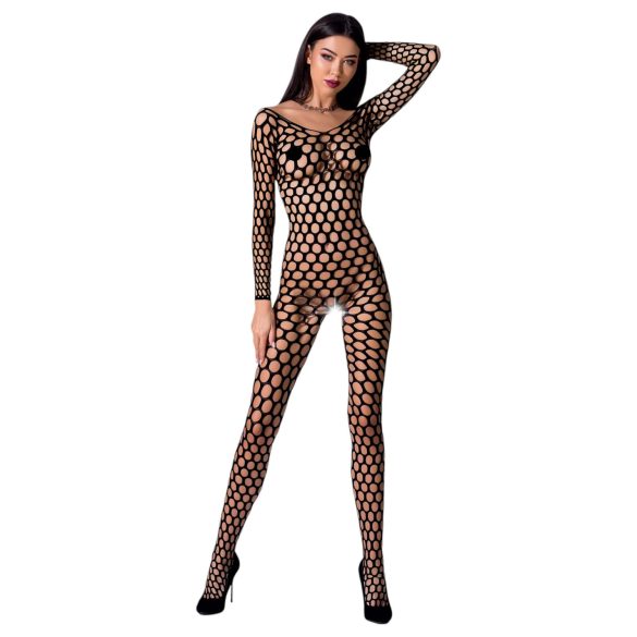 Passion BS077 - Lange mouwen net catsuit (zwart) - S-L