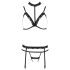 Passion Devil Shelly - Kanten harnaslingerie trio (zwart) - L/XL