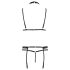 Passion Devil Shelly - Kanten harnaslingerie trio (zwart) - L/XL