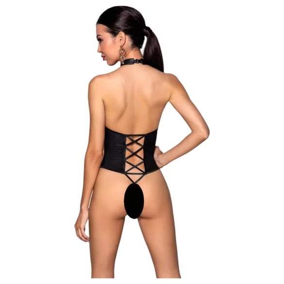 Passion Nancy - open kruisband body - zwart - L/XL
