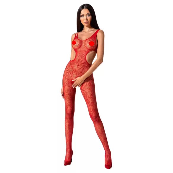 Passion BS085 - open bodystocking - mozaïekpatroon - rood - S-L