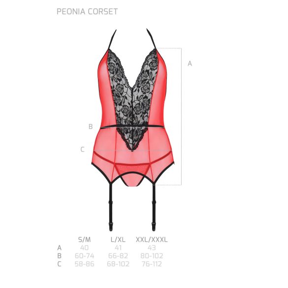 Passion Peonia - lingerie set - top en string - rood