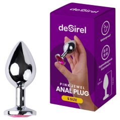Desirel - anaal plug klein - roze juweel - zilver/pink