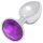 Sunfo - metalen anale plug met donkerpaarse steen (zilver)