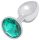 Sunfo - metalen anale plug met groene steen (zilver)