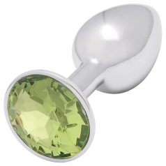 Sunfo - metalen buttplug met lime steen - zilver