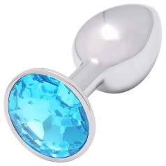 Sunfo - metalen buttplug - blauwe steen - zilver