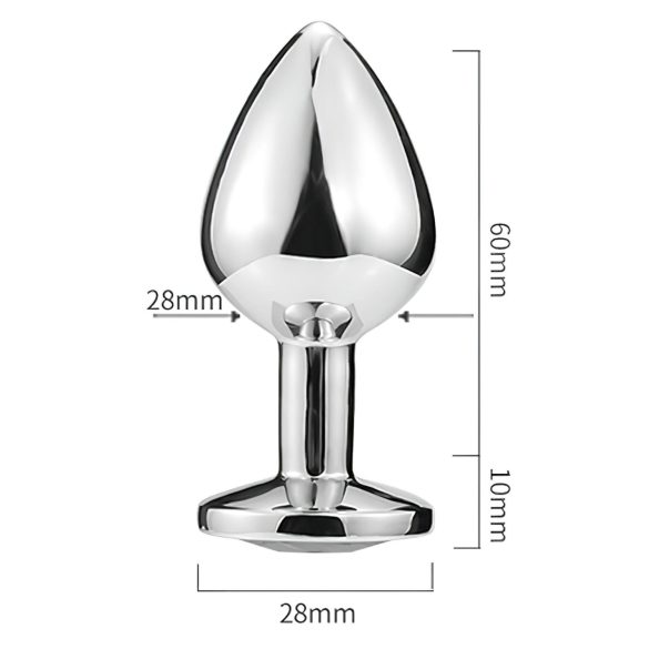 Sunfo - metalen buttplug - hartvormige zwarte steen - zilver