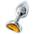 Sunfo - metalen buttplug - hartvormige gouden steen - zilver