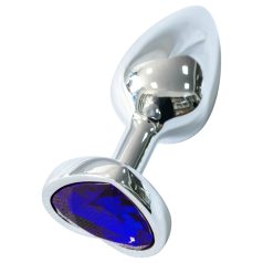   Sunfo - metalen buttplug met hartvormige paarse steen - zilver