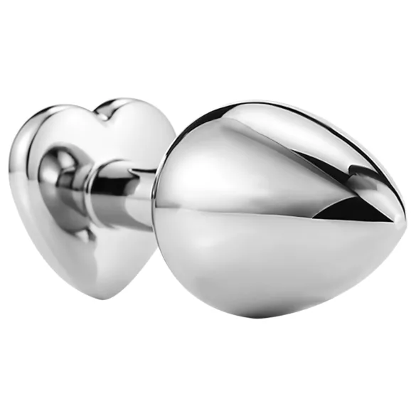 Sunfo - metalen buttplug met hartvormige paarse steen - zilver