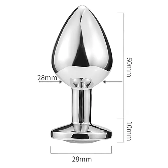 Sunfo - metalen buttplug met hartvormige paarse steen - zilver