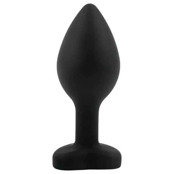 Sunfo - siliconen buttplug - hartvormige paarse steen - zwart