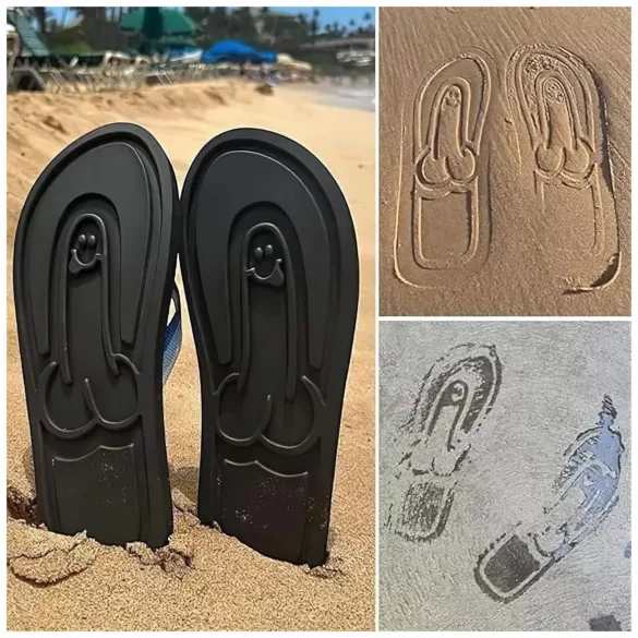 Flip-flop slipper - penis print - zwart - 42/43
