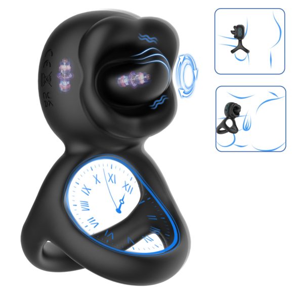 Biu-Biu - penisring en lik-clitoris vibrator (zwart)