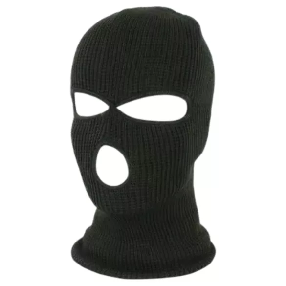 Balaclava - gebreide orale masker - 3 openingen - zwart