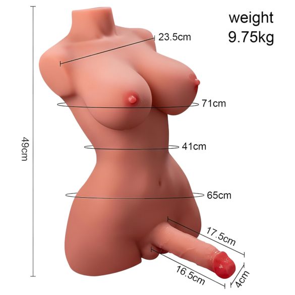 XISE - sekspop torso met vibratie en stootfunctie - realistisch