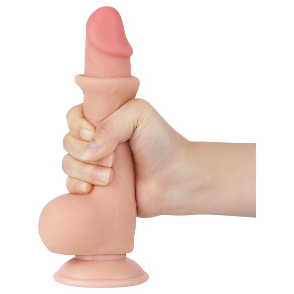 Lovetoy Sliding-Skin - dildo met zuignap - dubbel laag - 19,5cm - huidkleur