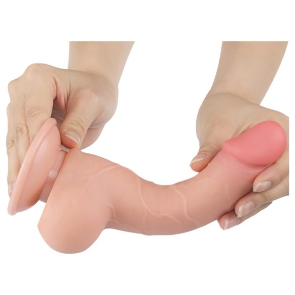Lovetoy Sliding-Skin - dildo met zuignap - dubbel laag - 19,5cm - huidkleur