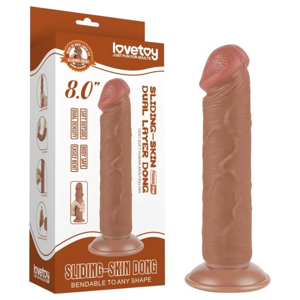 Lovetoy Sliding-Skin - dildo met zuignap - dubbel laags - 20cm - huidskleur