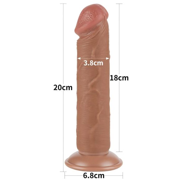 Lovetoy Sliding-Skin - dildo met zuignap - dubbel laags - 20cm - huidskleur