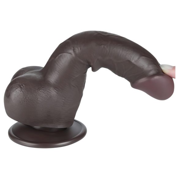 Lovetoy - dildo met ballen - realistische dubbele laag - 19,5cm bruin