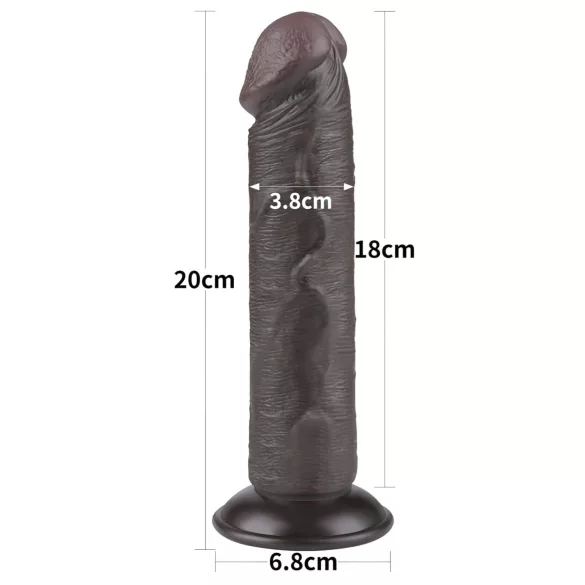 Lovetoy Sliding-Skin - dildo met zuignap - realistisch dubbel-laags - 20cm bruin