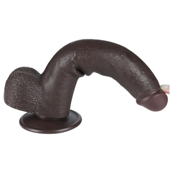 Lovetoy Sliding-Skin - dildo met zuignap - dubbele laag - 20,8 cm - bruin
