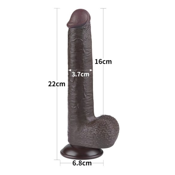 Lovetoy Sliding-Skin - dildo met zuignap - dubbele laag - 20,8 cm - bruin