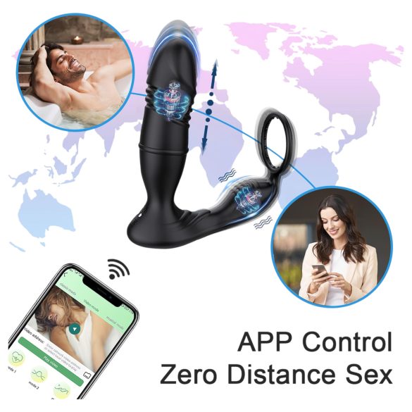 AlvUp - prostaat vibrator met stootfunctie en penisring - zwart