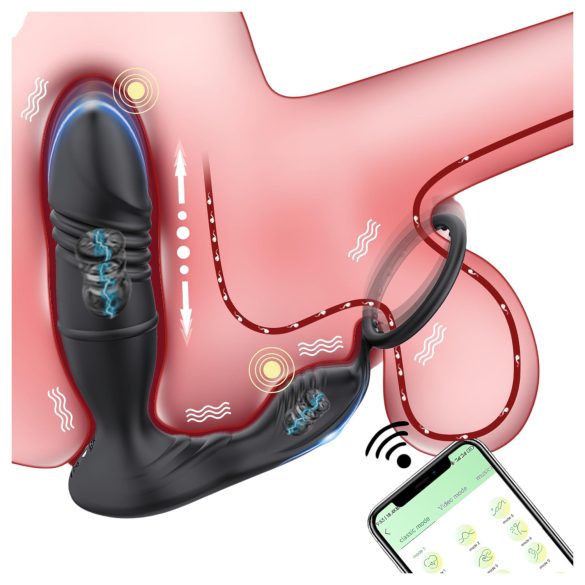 AlvUp - prostaat vibrator met stootfunctie en penisring - zwart