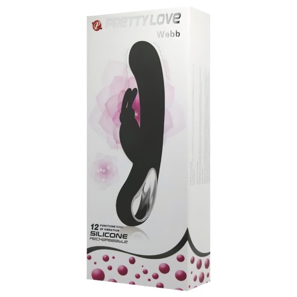 Pretty Love Webb - vibrator met clitorisstimulator - waterdicht - zwart