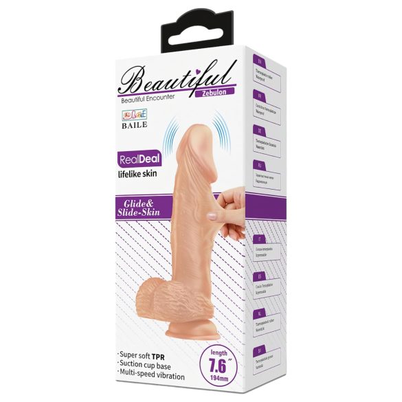 Baile Zebulon - realistische vibrator met ballen - 19cm - huidkleurig
