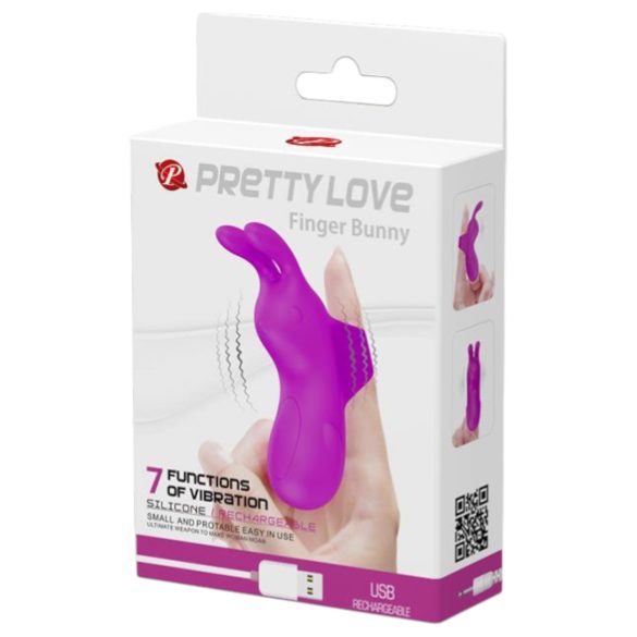 Pretty Love Bunny - vinger vibrator met konijn oortjes - siliconen - paars