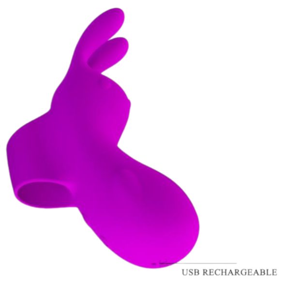 Pretty Love Bunny - vinger vibrator met konijn oortjes - siliconen - paars