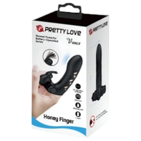 Pretty Love Vance - vinger vibrator met clitorisstimulator - zwart