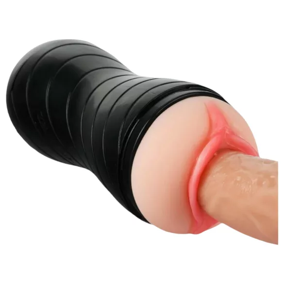 Vibeconnect - masturbator met realistische mond en vagina - huidskleur/zwart