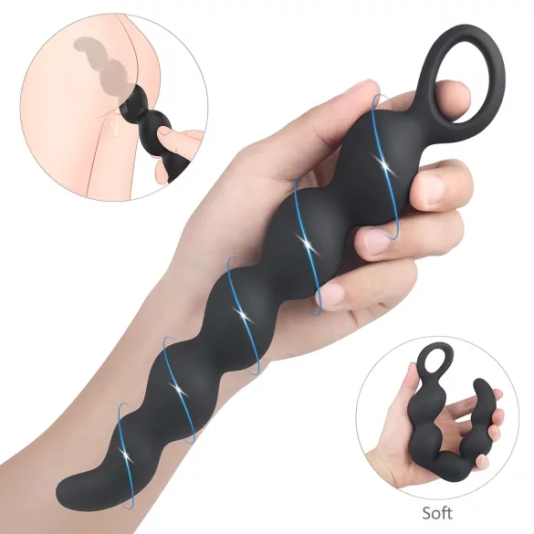 Sex HD Steven - anale dildo met kralen (zwart)